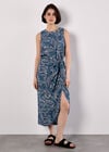 Batik Leaf Wrap Midi Skirt, Blue, large