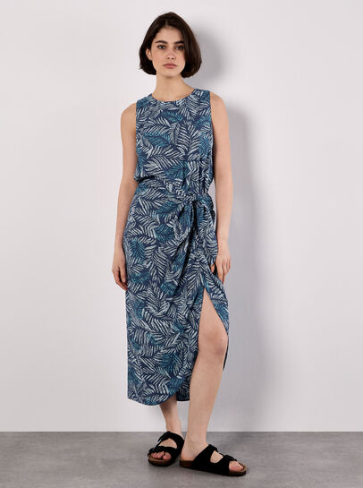 Batik Leaf Wrap Midi Skirt