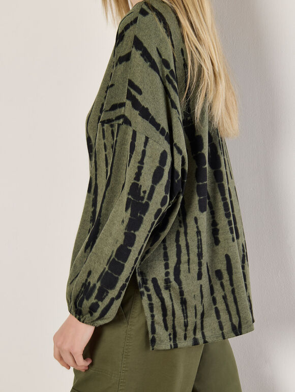 Tie Dye Stripe Top, Khaki, large