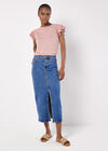 Soft Slub Ruffle Sleeve T-Shirt, Pink, large