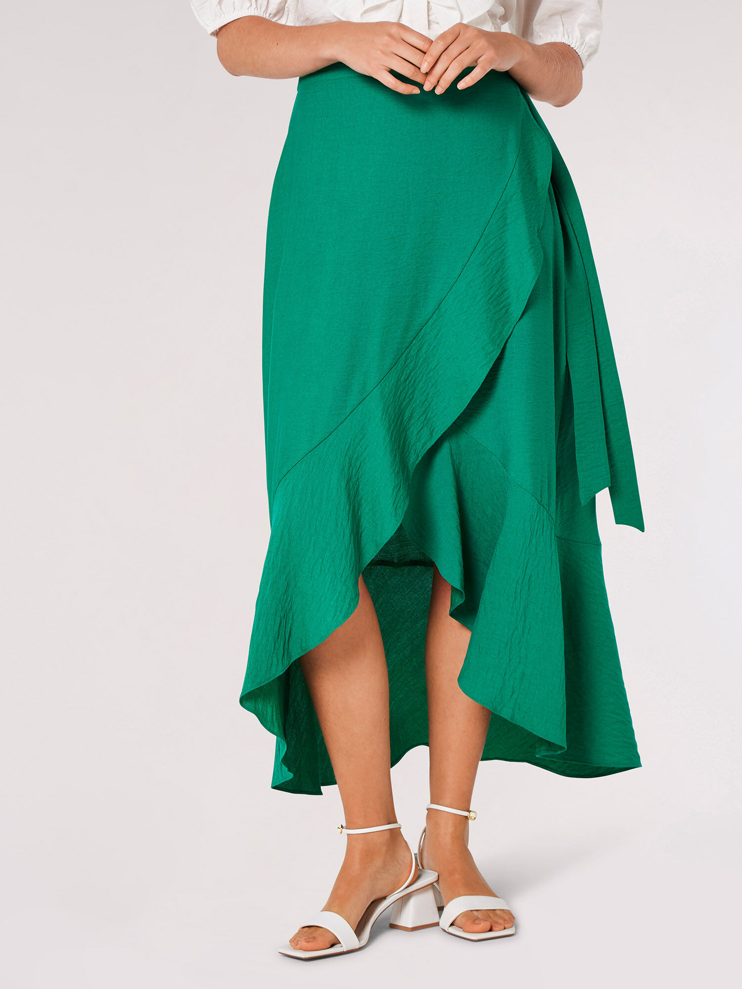 Wrap maxi skirt green outlet