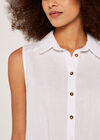 Sleeveless Swing Shirt Dress, White, large