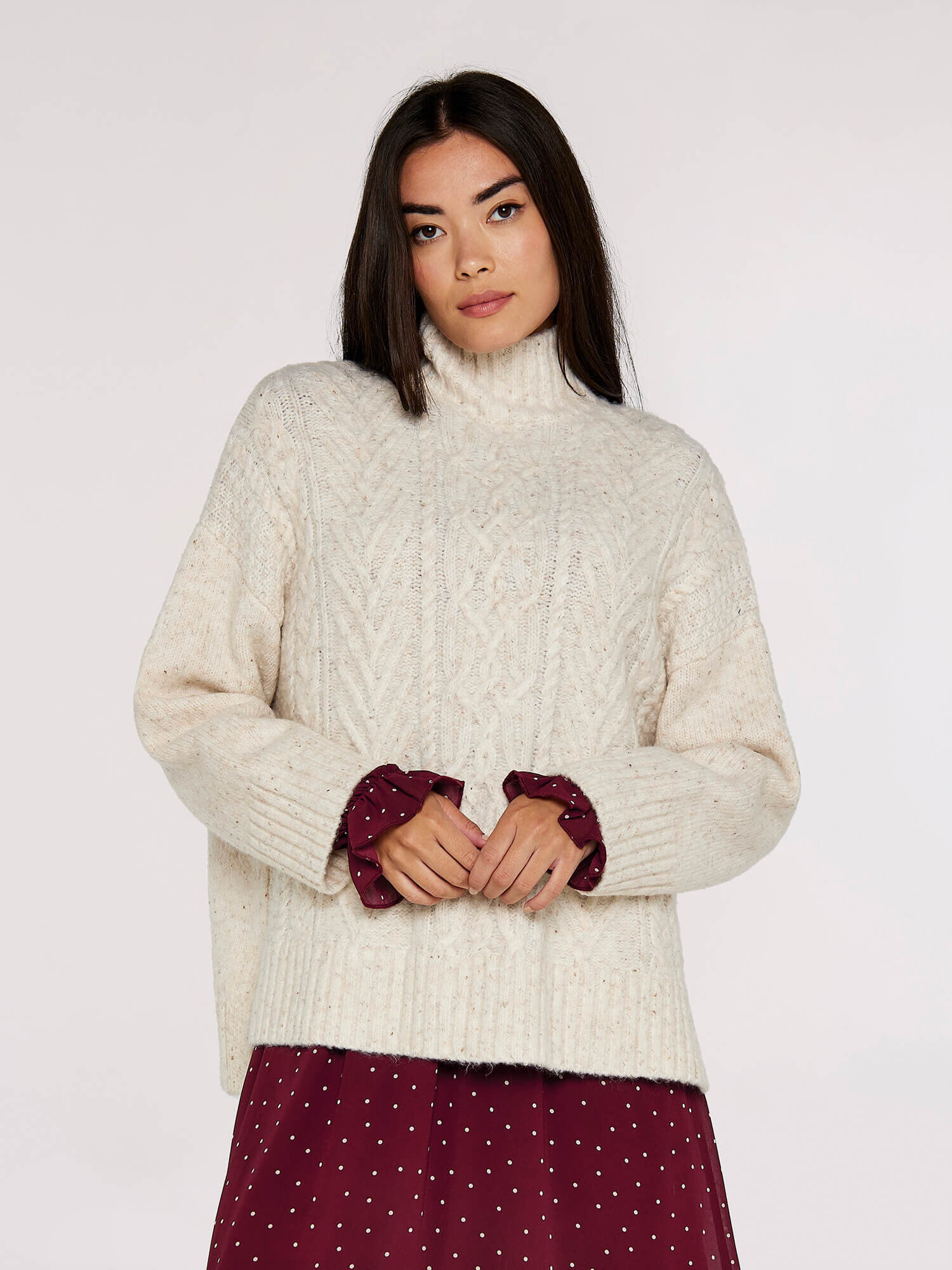 Chunky Knit Aran Jumper | Apricot UK
