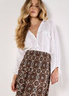Batik Print Smocked Maxi Skirt, Brown, large