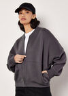 Sweatshirt Bomber Jacket, Grey, large