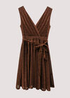 Mini-robe patineuse à plis métalliques, marron, large