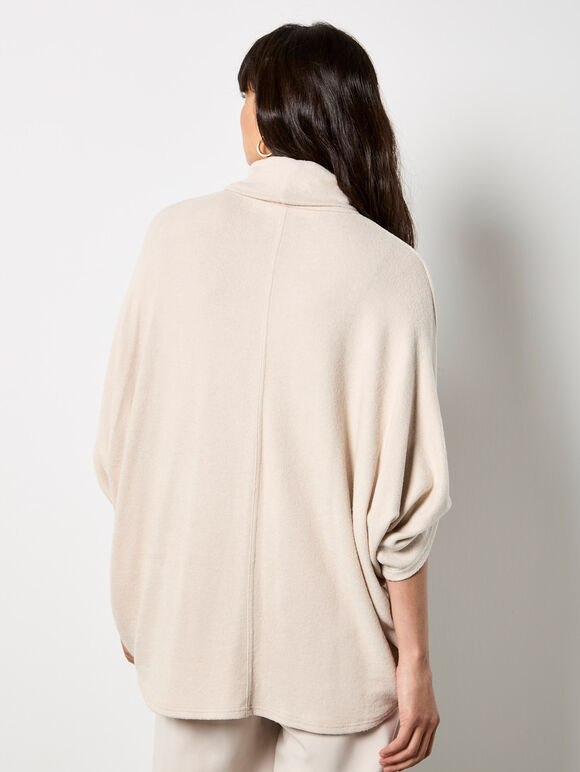 Soft Touch Roll Neck Top, Stone, large