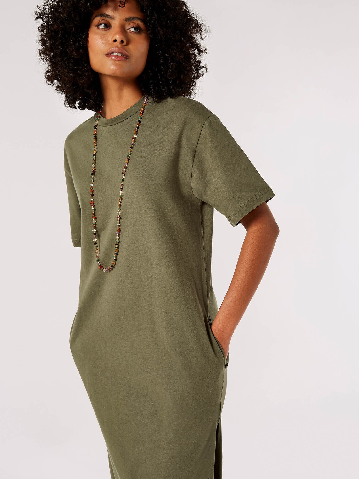 T shirt dress khaki on sale