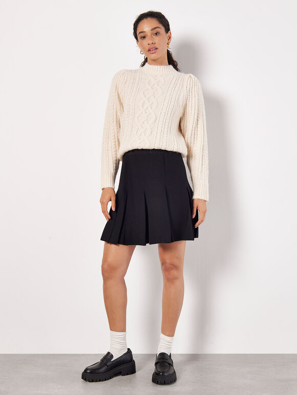Chunky Cable Knit Jumper, Cream, large