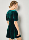 Velvet Button-Down Mini Dress, Green, large
