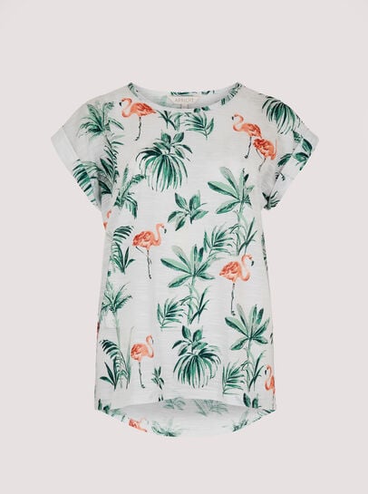 T-Shirt Mit Flamingo-Palmen