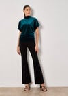 Velvet Ruched Side Top, Green, large