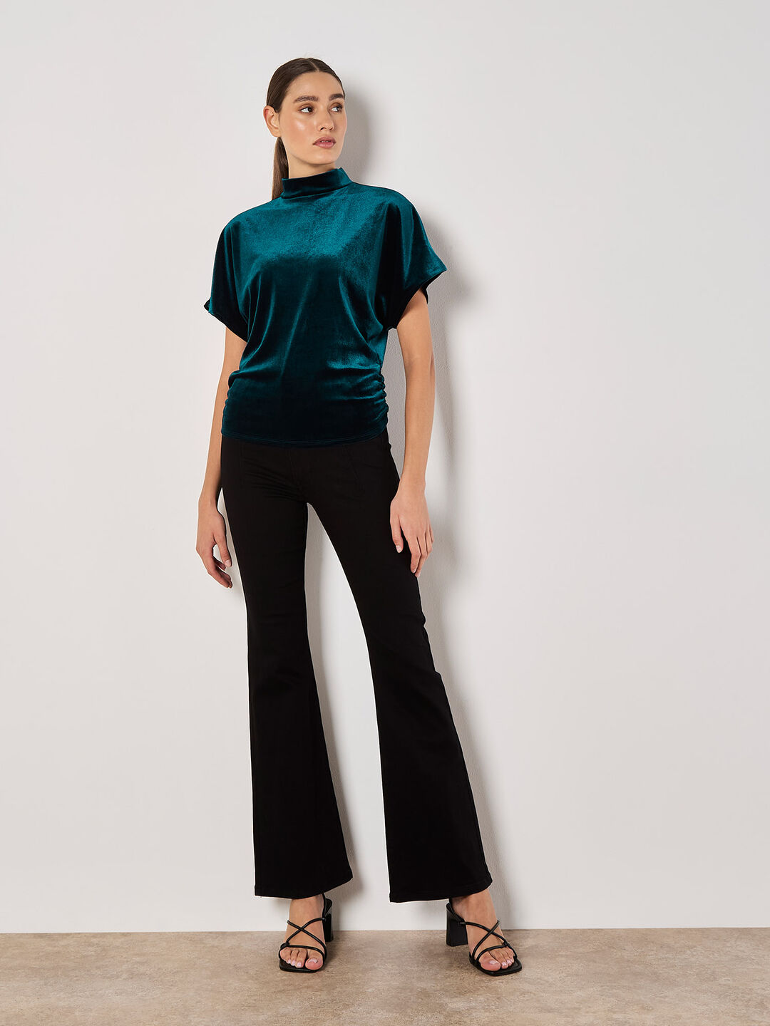 Velvet Ruched Side Top