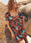 Tropical Floral Mini Dress, Fuchsia, large