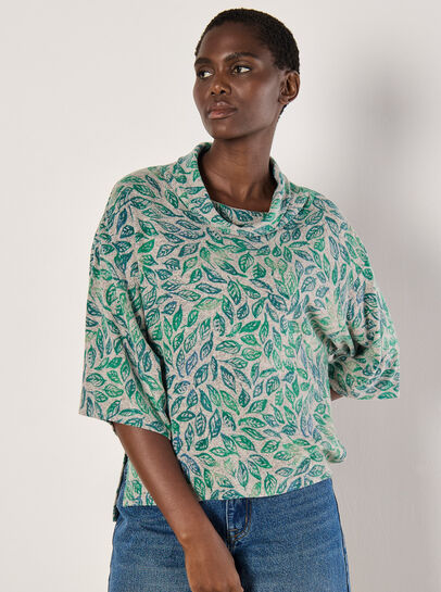 Batik Leaf Jersey Knit Top