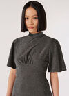 Metallic Sparkle Skater Mini Dress, Silver, large