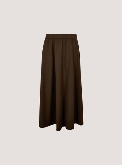 Brushed Twill A-Line Midi Skirt