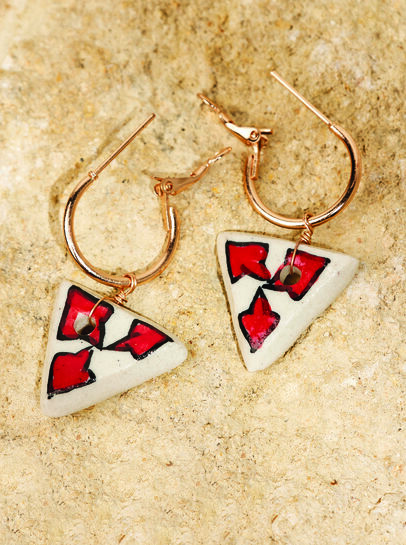 Hand Painted Ceramic Hoop Earrings