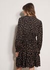 Irregular Spot Crepe Mini Dress, Black, large