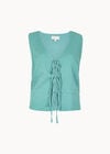 Tie Front Linen Waistcoat, Aqua - Turquoise, large
