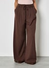 Pleat Detail Wide-Leg Trousers, Brown, large