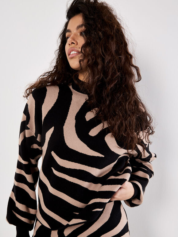 Zebra Print Jumper, Black, large
