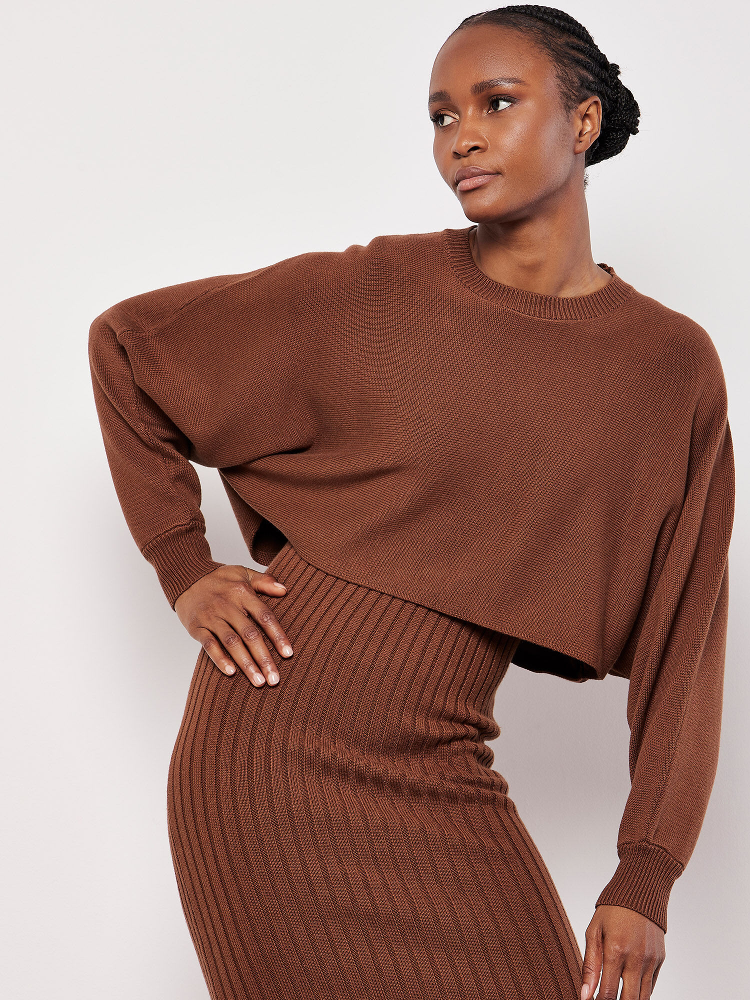Cropped Batwing Jumper Apricot Clothing
