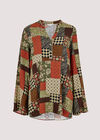 Geometric Patchwork Top, Khaki, large