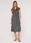 Ditsy Milkmaid Midi Dress, Green, large