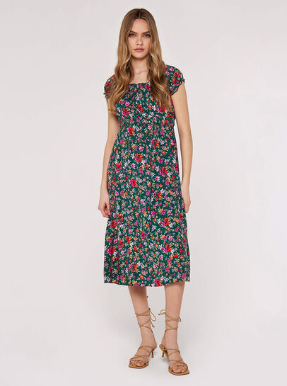 Ditsy Milkmaid Midi Dress