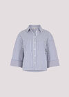 Cotton Blend Cropped Stripe Shirt, White, large