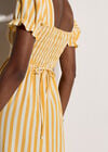 Stripe Milkmaid Midaxi Dress, Yellow, large