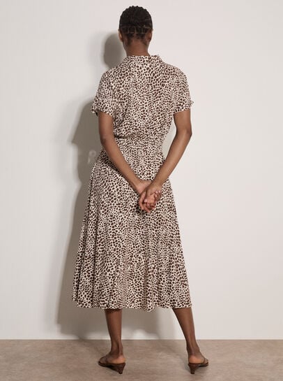 Animal Spot Print Shirt Midi Dress
