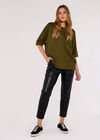 Rib Batwing Top, Khaki, large