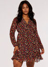 Curve Folk Floral Mini Dress, Orange, large
