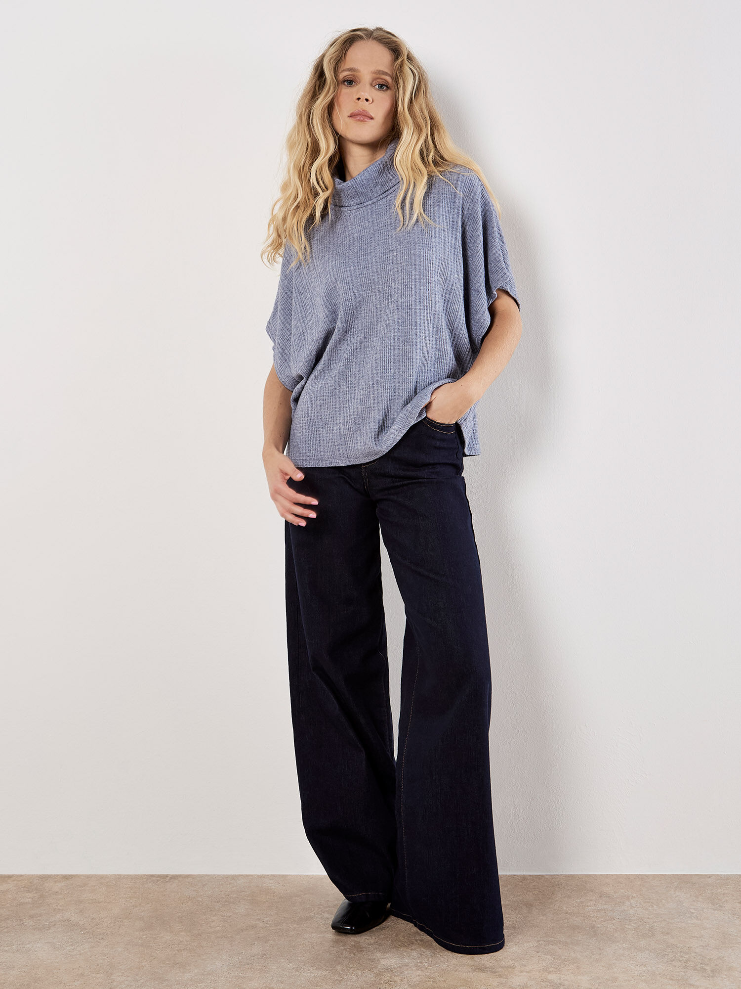 Waffle Knit Batwing Top | Apricot Clothing