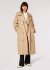 Trench-coat long avec ceinture, pierre, grand