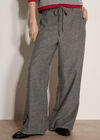 Wide-Leg Herringbone Trousers, Grey, large