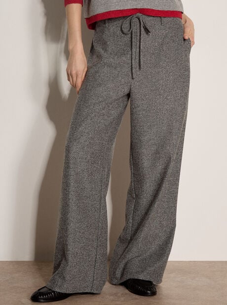 Wide-Leg Herringbone Trousers