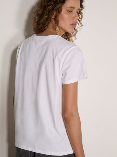 Metallic Bow Print Cotton T-Shirt