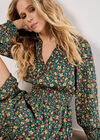 Ditsy Floral Shimmer Mini Dress, Green, large