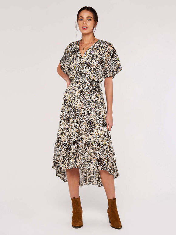 Watercolour Dot Midi Dress, Cream, large