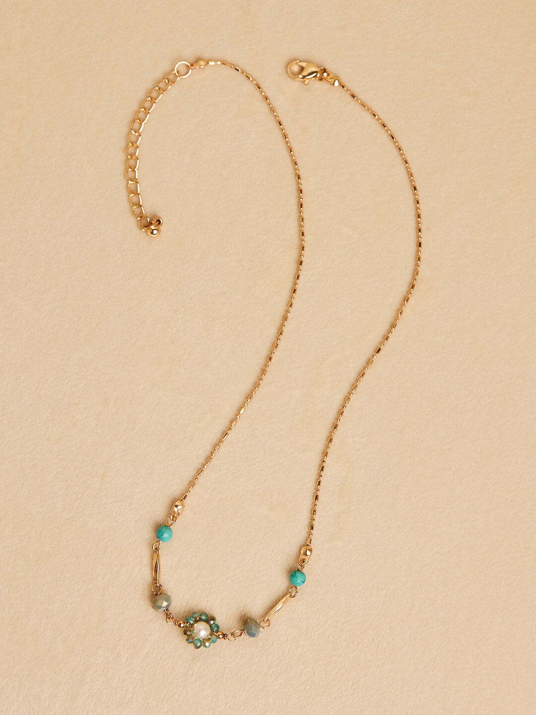 Collier ponpon en perles de pierres naturelles - Turquoise, Améthyste, – Lithia - Pierres et Bijoux