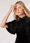 Fit And Flare Velvet Mini Dress, Black, large