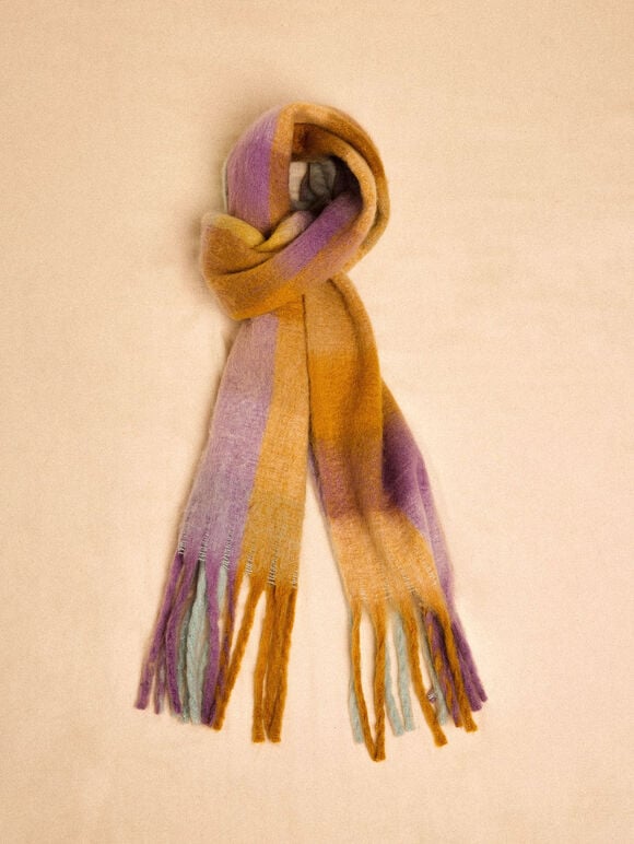 Pastel Colour Block Soft Scarf, Yellow, large