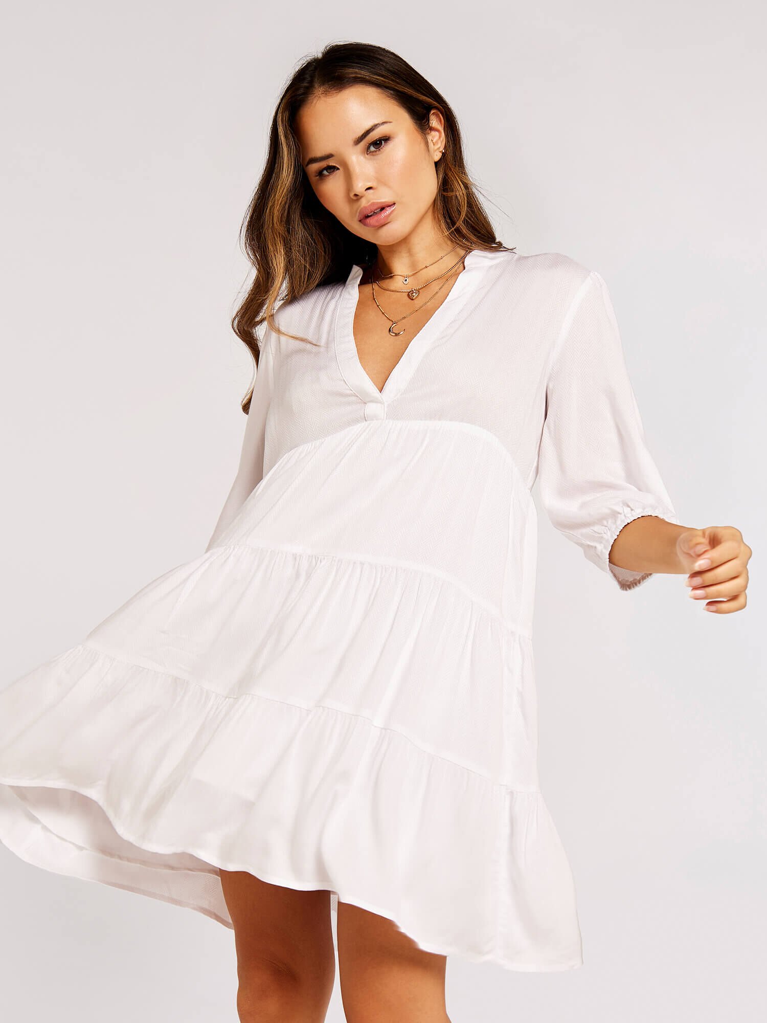 White tiered smock dress sales