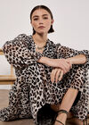 Shimmer Leopard Chiffon Midi Dress, Stone, large