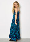 Animal Print Trapeze Cami Maxi Dress, Navy, large