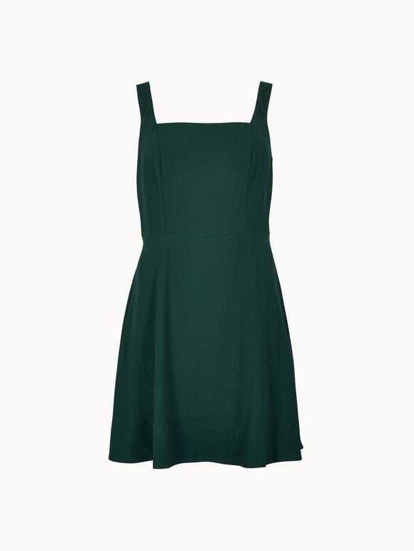 Crepe Fit And Flare Mini Dress, Green, large