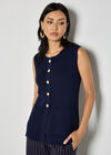 Ribbed Knit Waistcoat, Navy, large